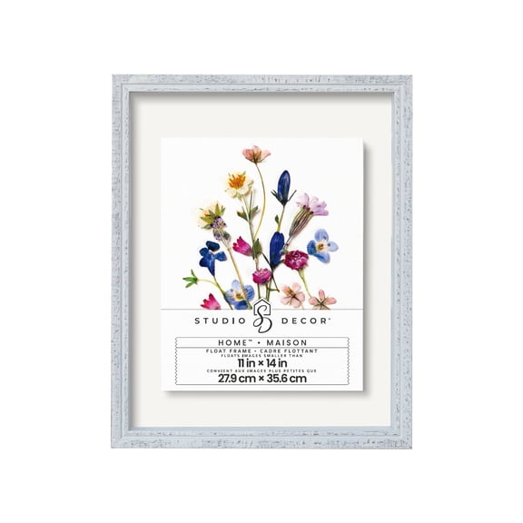 Studio Decor White 11" x 14" Distressed Float Frames - Rustic Wood Frame with Shatter-Resistant Styrene, Horizontal or Vertical Wall Display, Hanging Hardware Attached, 6 Pack