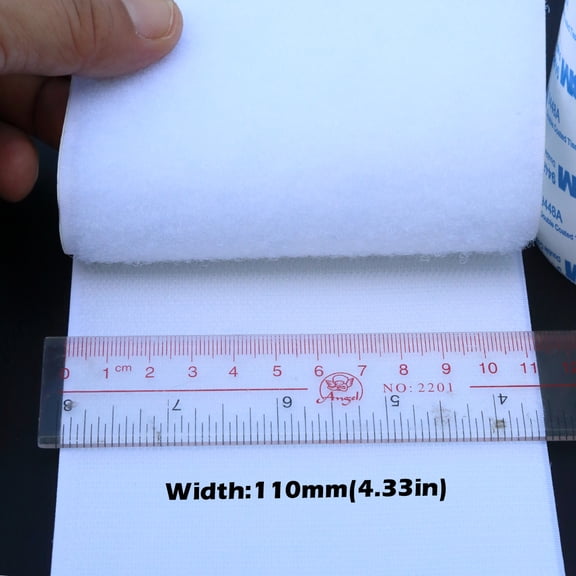 White 110mm x 1M Industrial Hook & Loop Tape - Heat/Waterproof Adhesive, No-Residue for Home & Auto