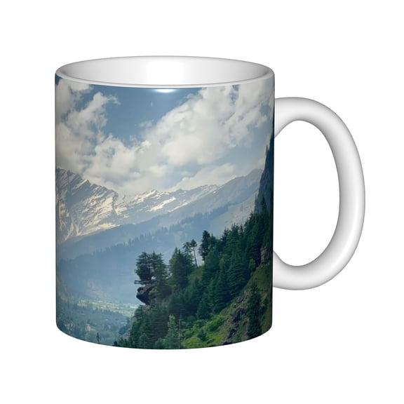 White 11oz Ceramic Coffee Mug with Indian Pattern Printed Tea Cup for Home and Office Gift