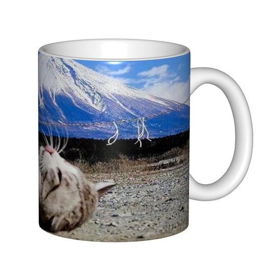 White 11oz Ceramic Mug with Indigenous Pattern Print, Floral Accent Coffee Cup for Home and Office Use