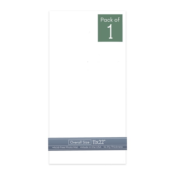 White 11x22 Uncut Art Mat Board - No Opening - 1 Mat