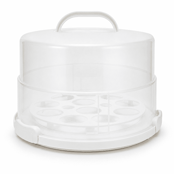 White 12 Inch Cake Carrier With Lid And Handle For Baking Events & Outdoor Trips