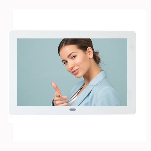 White 12 Inch Digital Photo Frame, HD Electronic Photo Album with Calendar Clock, Video Music Loop Playback Desktop Display for Home Office Gift