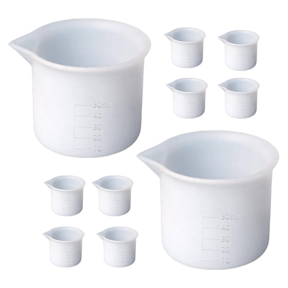 White 12 Pcs Silica Gel Milliliter Measuring Cup Silicone DIY Jewelry Set Accessories