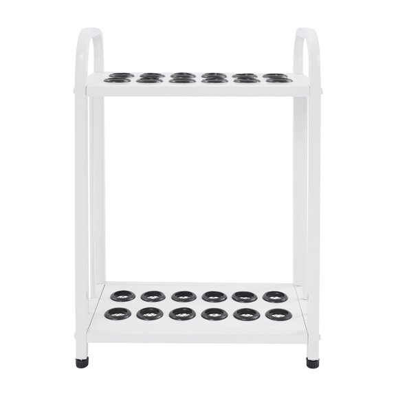 White 12-Slot Pool Cue Rack - Heavy Duty Carbon Steel Floor Stand - Rubber-Protected Billiard Organizer with Non-Slip Base