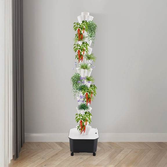 White 12 Tiers Hydroponic Grow Tower Hydroponic Tower Garden Hydroponic Growing Kit