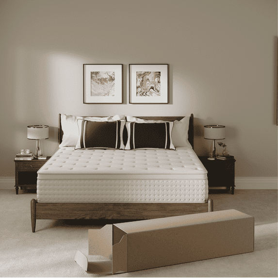 White 12 inch Queen Size Hybrid Mattress in a Box, Memory Foam & Individually Wrapped Coil, Support, Breathable, Pressure relief- 120 Night Trial