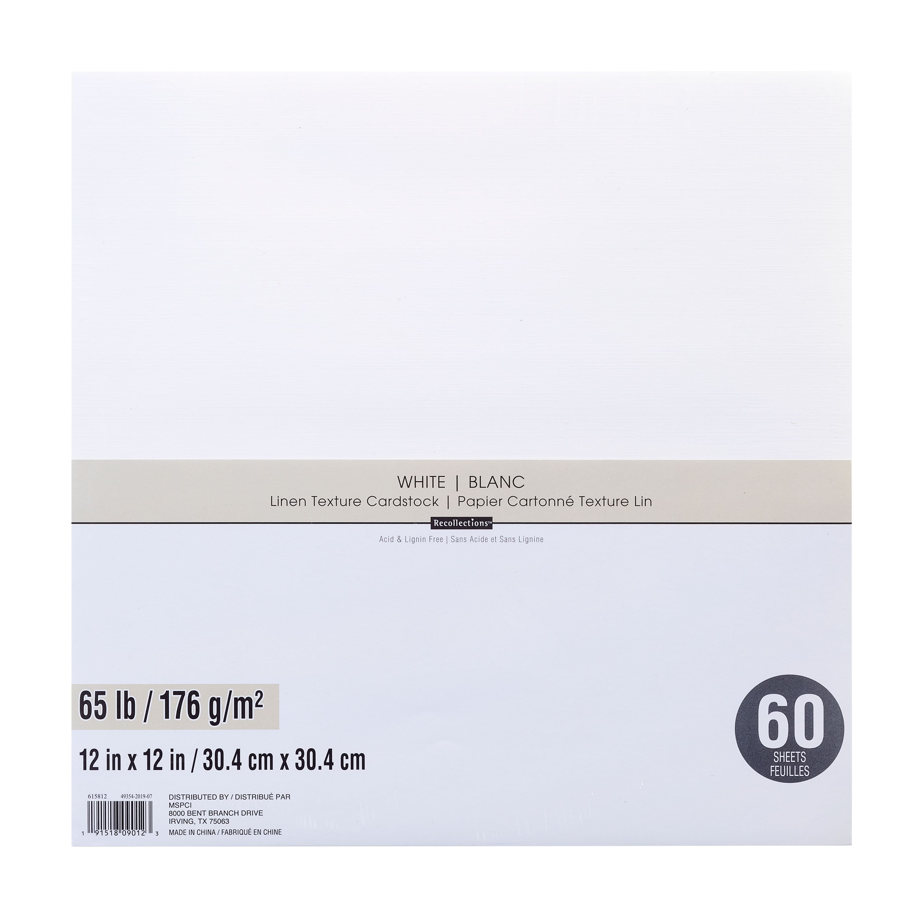 Primary 12 x 12 Linen Texture Cardstock by Recollections™, 60 Sheets