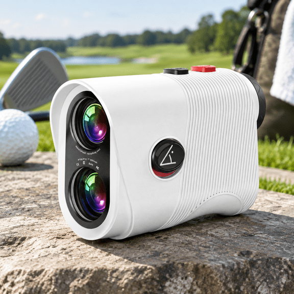 White 1200 Yard 7x Magnification Rechargeable Golf Rangefinder with Slope