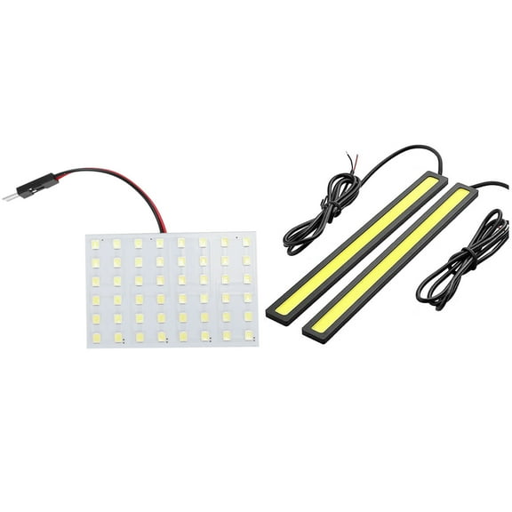 White 1210 SMD 48 LED Car Interior Dome Light Panel W T10 BA9S Festoon with 2 x Super Bright Car DRL Fog Driving Lamps