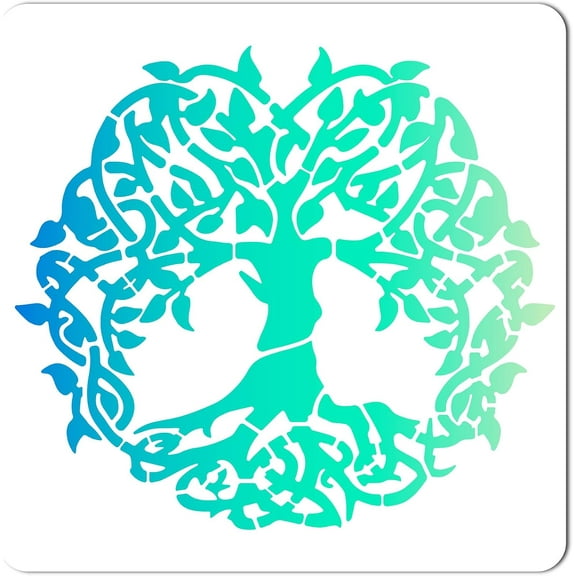 White 12x12 Inch Large Tree of Life Stencil Celtic Leaf Template Large Reusable Square Stencils Plastic Plant Stencils Sign for Painting on Wood Wall Floor Drawing DIY Home Decor Crafts
