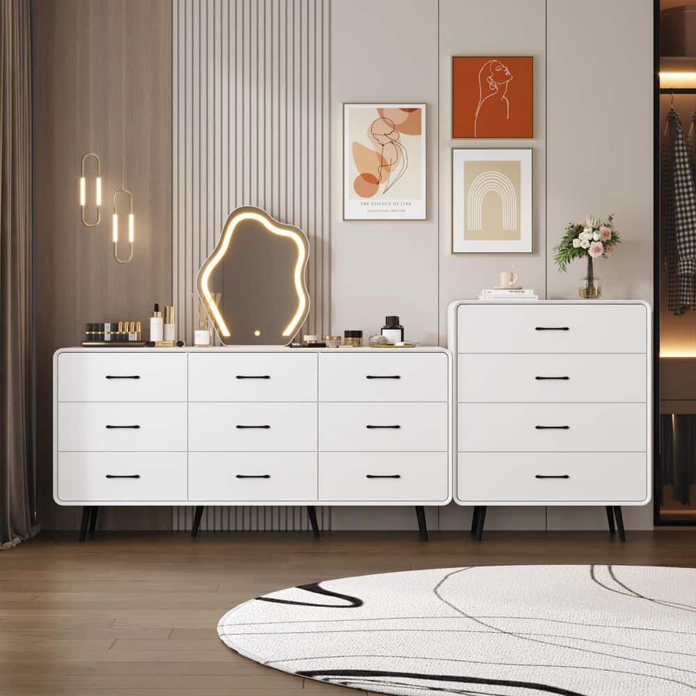 Drawer Without Runeer White 13-Drawer 94.5in. W Dresser Without Mirror, Chest of Drawers ...
