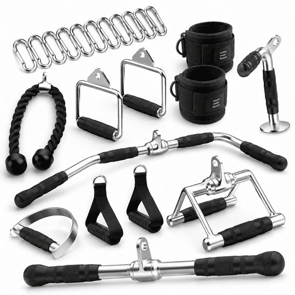 White 14-Piece Home Gym Cable Machine Attachment Accessory Set