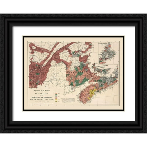 White 14x11 Black Ornate Wood Framed with Double Matting Museum Art Print Titled - Maritime Provinces Quebec Canada 1901 - White 1906