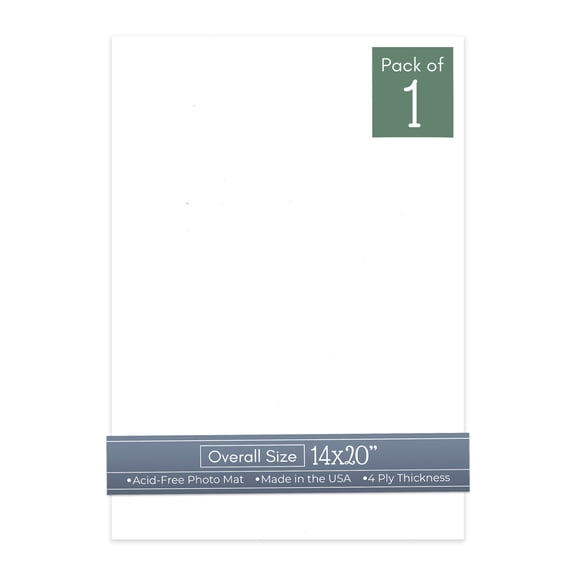 White 14x20 Uncut Art Mat Board - No Opening - 1 Mat