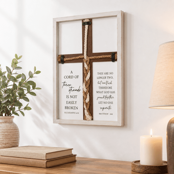 White 15"L x 10"W Cord Of Three Strands Wedding Ceremony Unity Sign