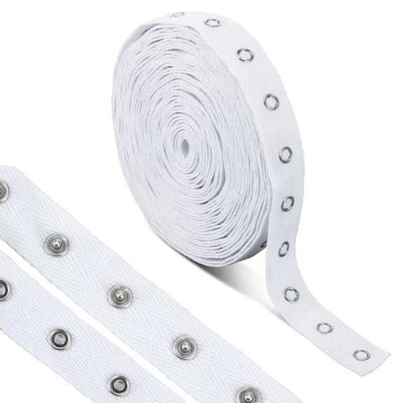 White 15 Yard Cotton Snap Button Tape 0.8 Inch Wide for Sewing & Crafts