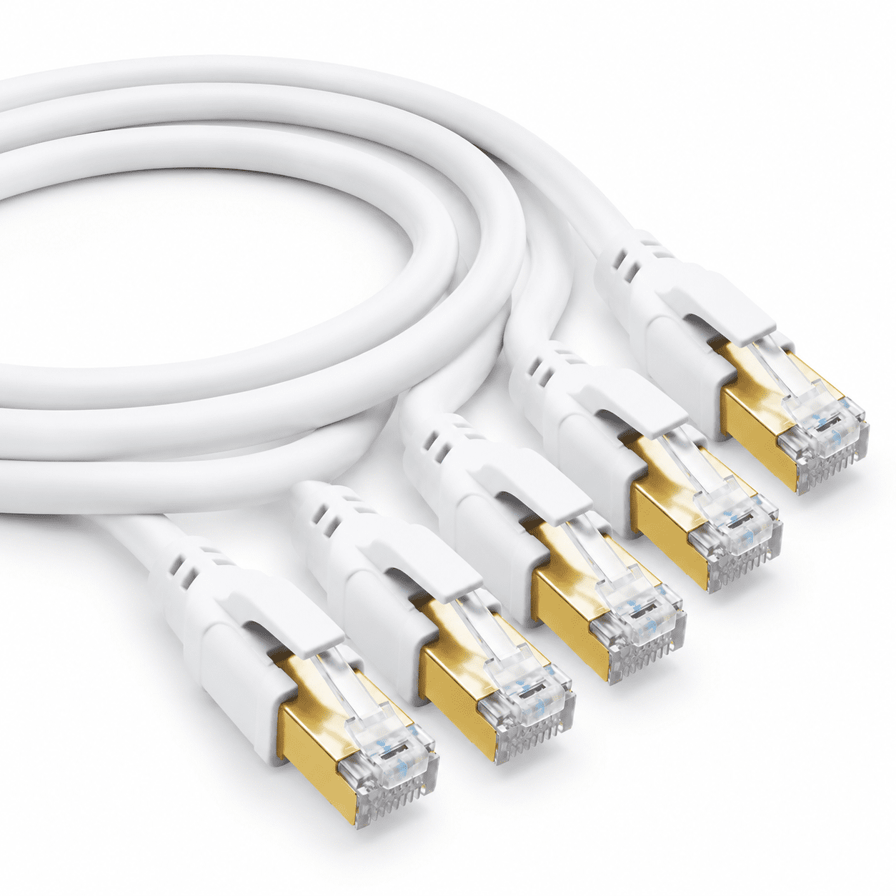 White 15FT 5 Pack Cat 8 Ethernet Lan Network Cable for Gaming Router ...