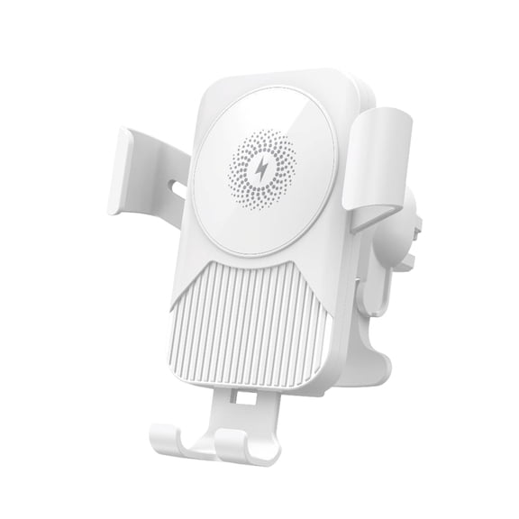 White 15W Car Wireless Charger White Phone Holder Gravity Link Qc3.0 Fast Charging Air Vent Mount 5.5X3.7 Inches