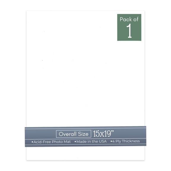 White 15x19 Uncut Art Mat Board - No Opening - 1 Mat
