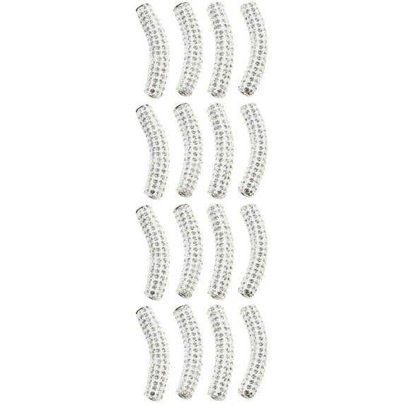 FENGGUIQU Charming Shoelace Buckle White Metal Rhinestone Studded for Decoration 16Pcs