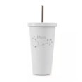 thumbnail image 1 of White 16 oz Stainless Steel Double Wall Insulated Tumbler Pool Beach Cup Travel Mug With Straw Star Zodiac Horoscope Constellation (Pisces), 1 of 1