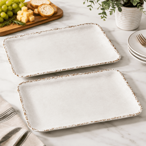 White 17.52 x 11.18 Inch Rectangular Serving Platters Set of 2