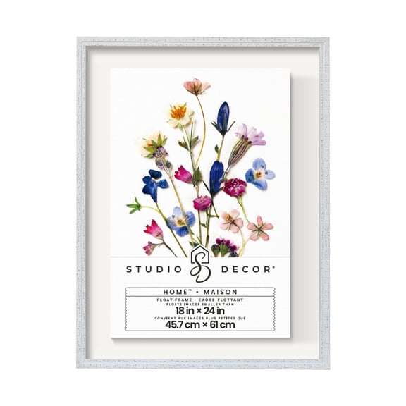 Studio Decor White 18" x 24" Distressed Float Frames - Rustic Wood Frame with Shatter-Resistant Styrene, Horizontal or Vertical Wall Display, Hanging Hardware Attached, 6 Pack