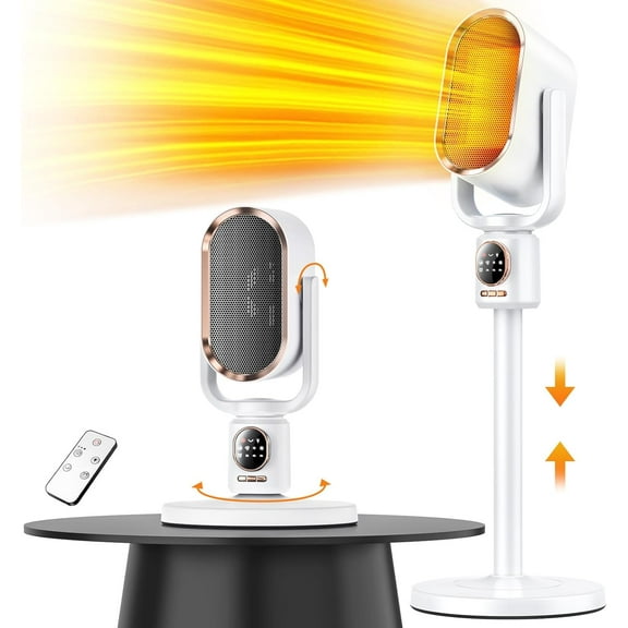 White 1800W Portable Electric Heaters for Indoor Use with Digital Display, 2-8H Timer, Safe and Quiet Ceramic Heater Fan