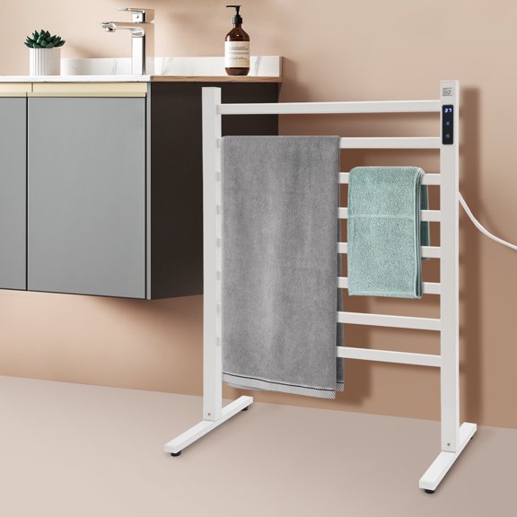 White 180W Heated Towel Rack, Towel Warmer Rack, Electric Towel Warmer Rack(Model: TS03-6080), 60*35.5*83cm/23.6*14*32.7in