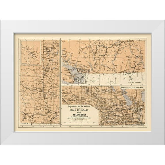 White 18x14 White Modern Wood Framed Museum Art Print Titled - Telephones Canada - White 1906