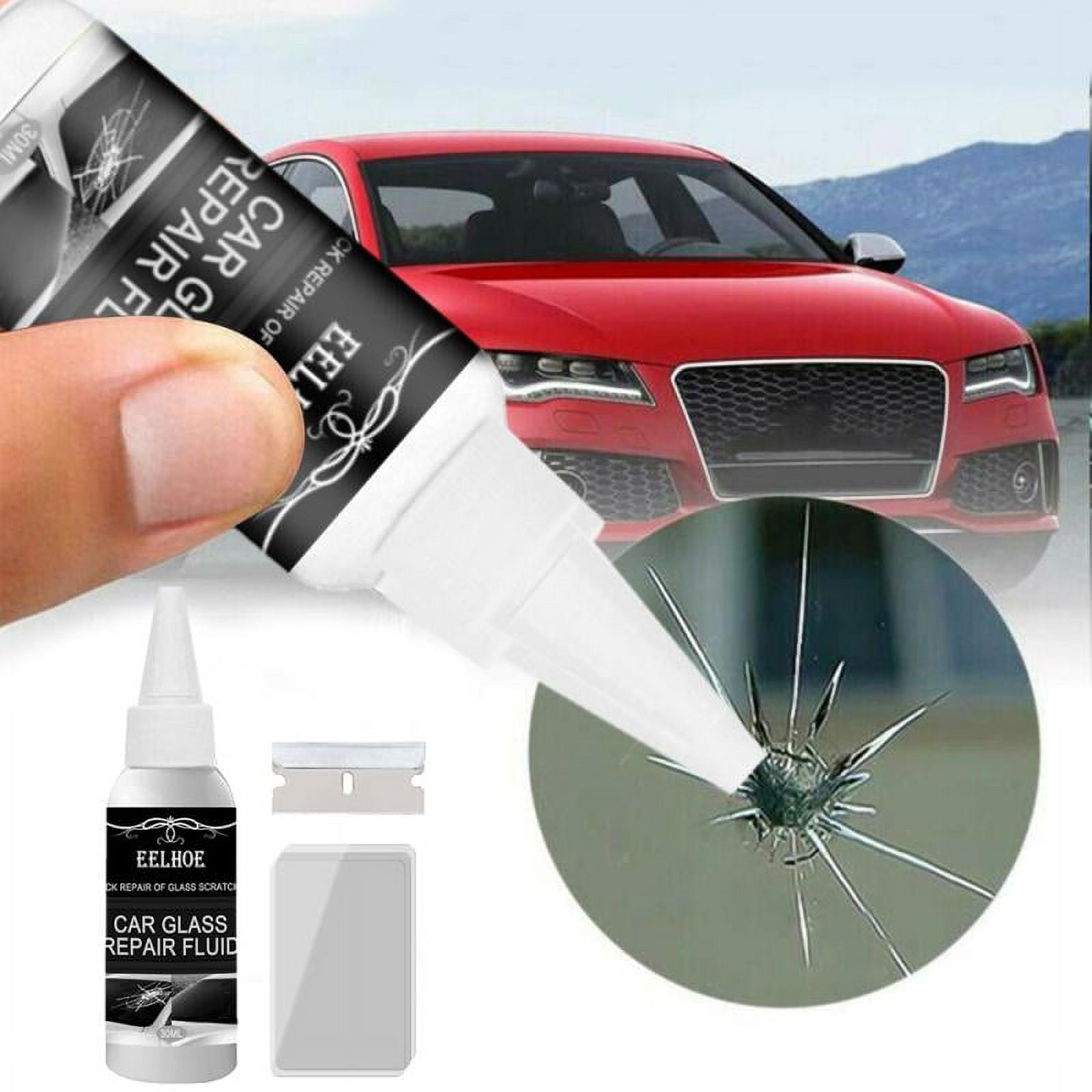 5PCS Automotive Windshield Scratch Repair Kit Reductant Glue Window Resin  Three-piece Curing Liquid Applicator Cleaning Nursing