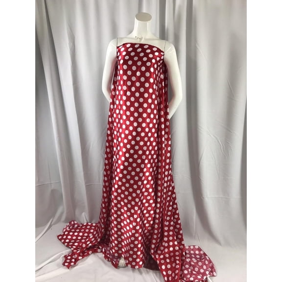 White 1inch Polka Dot Silky Charmeuse Fabric. Sold By The Yard.