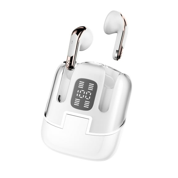 White 2 In 1 Bluetooth Earphones For Two People Shared Audio Source Large Battery Capacity Low Latency Surround Sound Bluetooth 5.4 For Couples And Friends White Color