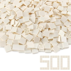 White 22 Tile 500 Parts and Pieces Flat MOC Bricks, Bulk Building Blocks for Smooth Surface Wall Floor, Toy Accessories Compatible with Major Brands