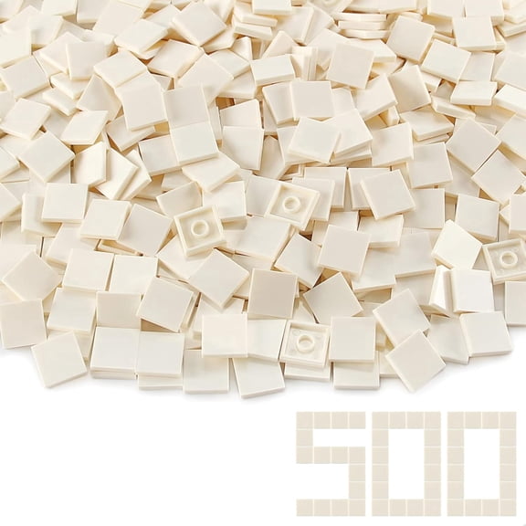 White 22 Tile 500 Parts and Pieces Flat MOC Bricks, Bulk Building Blocks for Smooth Surface Wall Floor, Toy Accessories Compatible with Major Brands