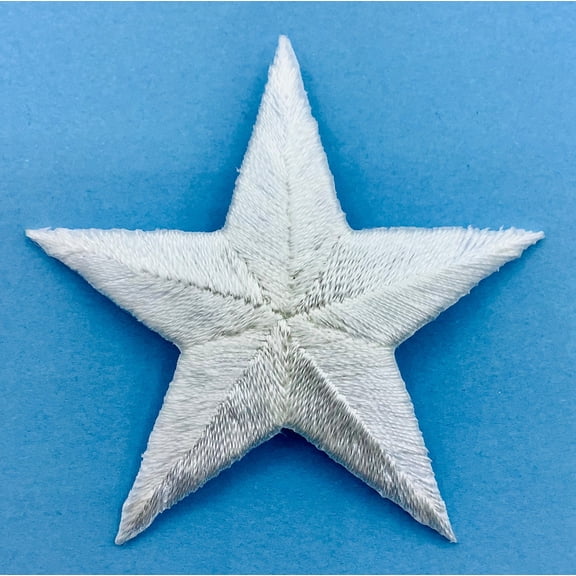 White 2-3/4" Star Iron-on Embroidered Applique