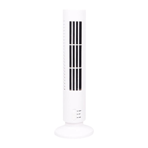 White 2.5W Usb Bladeless Tower Fan With Eva Pad Portable Desktop Air Circulator For Home Office Kitchen Bedroom Plug In