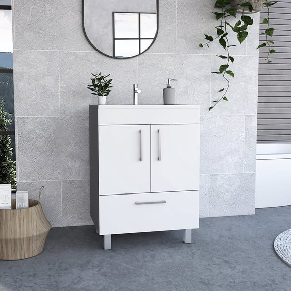 White 2 - Door Rectangular Bathroom Vanity Enhancing Space Sense in Bathroom