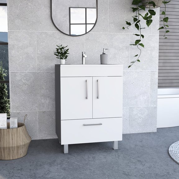 White 2 - Door Rectangular Bathroom Vanity Ensuring Clean Appearance and Functional Storage