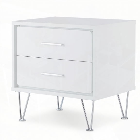 White 2-Drawer Accent Table Featuring Sleek Hairpin Legs