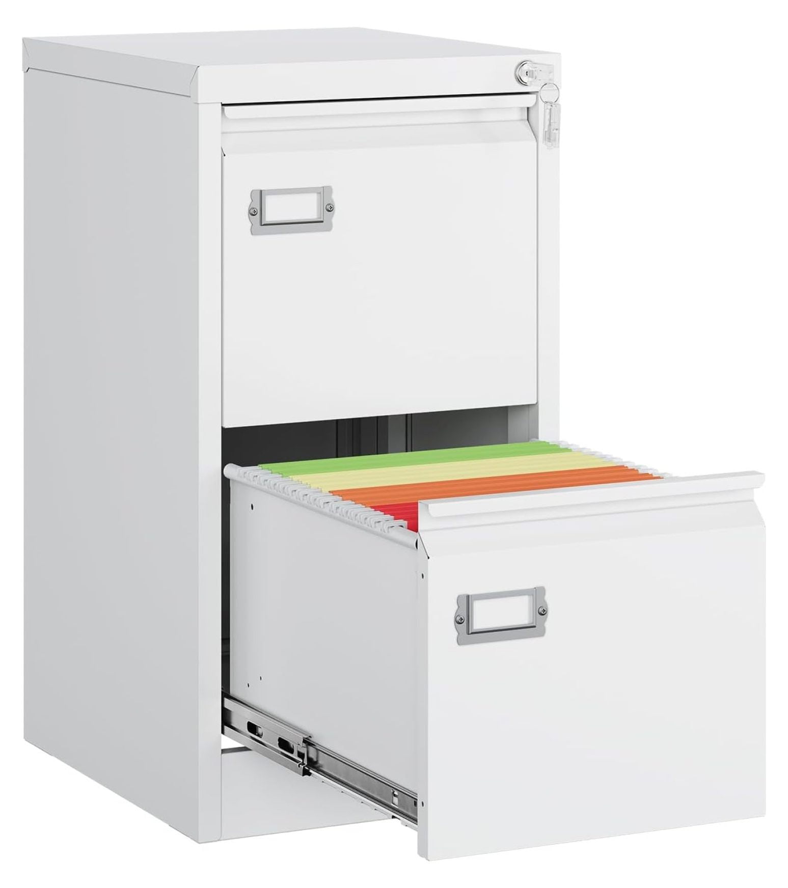 White 2 Drawer File Vertical Filing with Lock, Home