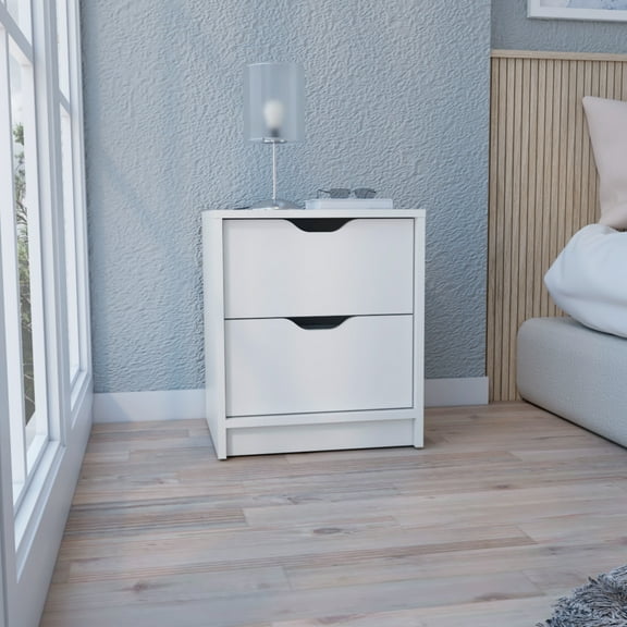 White 2 Drawer Nightstand - Compact And Chic For Bedroom Decoration 2 Side Table In Functional Organization