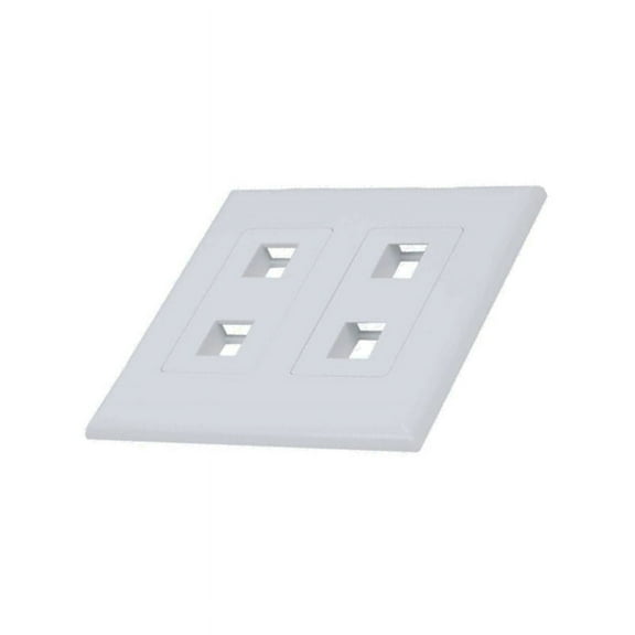 White 2-Gang Screwless Decora Wall Plate Cover with 2-Port Keystone Jack Insert