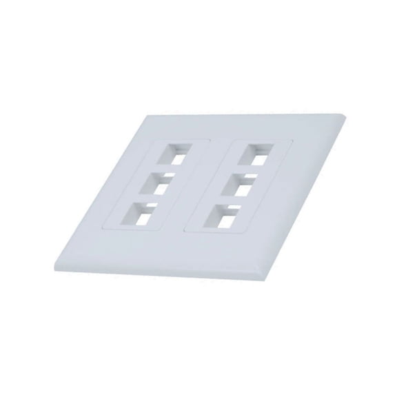 White 2-Gang Screwless Decora Wall Plate Cover with 3-Port Keystone Jack Insert