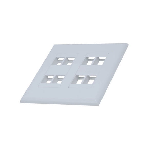 White 2-Gang Screwless Decora Wall Plate Cover with 4-Port Keystone Jack Insert