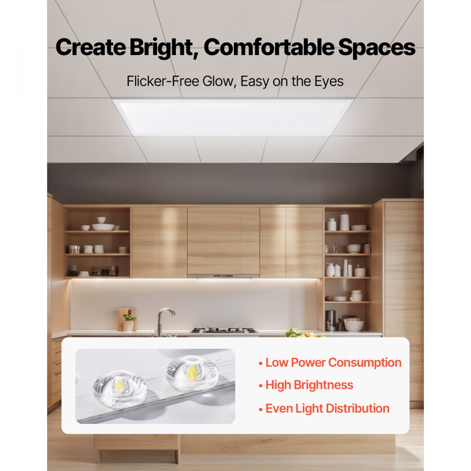 White 2 PCS 1x4 FT LED Flat Panel Light 5700LM Ceiling Light Fixture ...