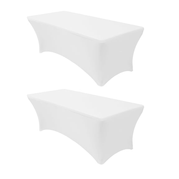 White 2 Pack 8 Foot Rectangular Stretch Spandex Table Cover by Banquet Tables Pro