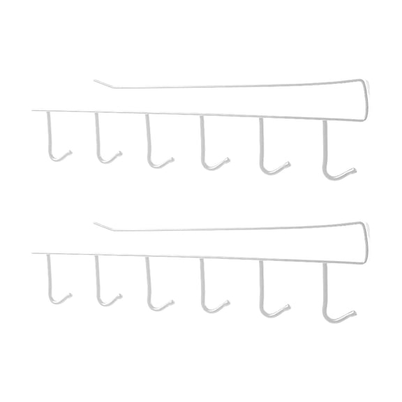 White 2 Pack Iron Under Cabinet Hooks Non Drill Mounted Storage Rack Suitable for Cabinets and Wardrobes 10.63X2.87X1.57 Inches