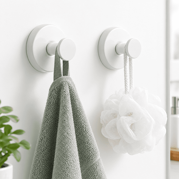 White 2-Pack Suction Cup Hardware Hooks For Smooth Non-Porous Surfaces